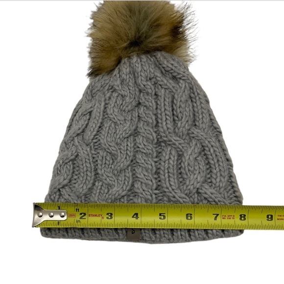 Bula grey fisherman chunky knit wool blend winter cold weather hat toque pompom - Picture 8 of 15